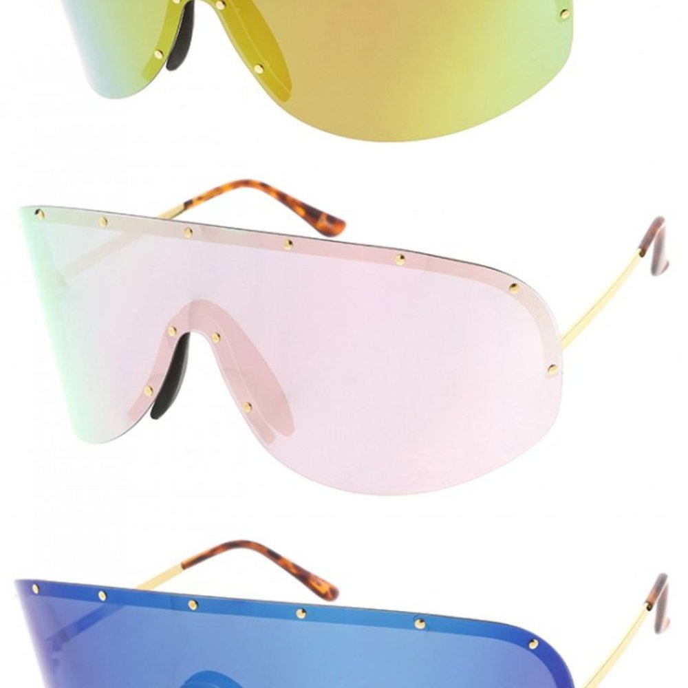 Women's Rimless Mirrored Shield Sunglasses